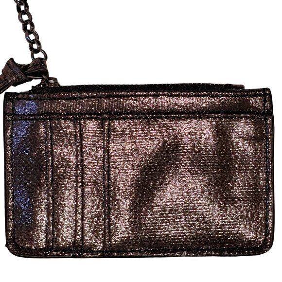 Metallic Bronze Cardholder Keychain Wallet — Zip Pouch & Clip NWOT - Picture 5 of 6